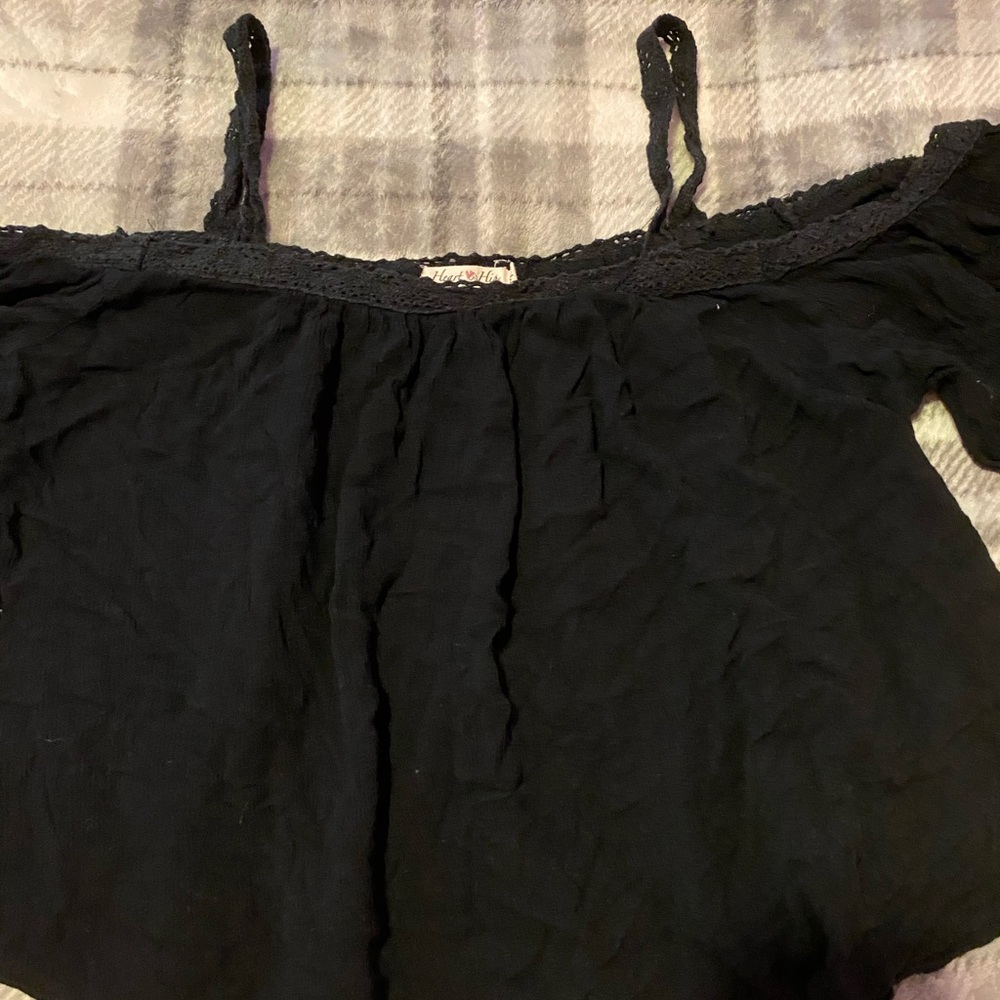 Heart & Hips Black Flowy Off the Shoulder Top